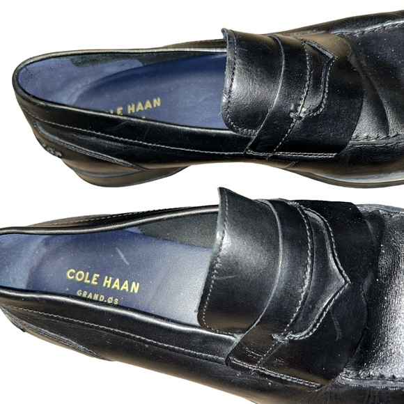 Men Cole Haan Fleming Grand Os Black Penny Loafers 10.5 slip on round toe - Picture 3 of 7